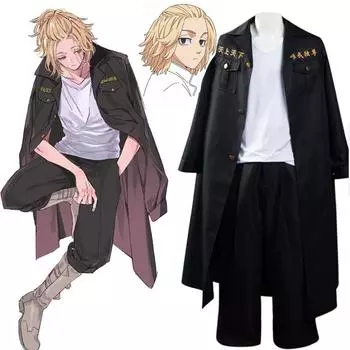 Аниме Tokyo Avengers Ryuguji Kente Косплей Костюмы Manjiro Куртка Пальто Верхняя часть Брюки Черная Форма Команды Униформа Костюм Взрослые Наряды На Хэллоуин XXL