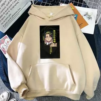 Аниме Tokyo Revengers Hanma Shuji Hip Hop Pullover Мужчины Женщины Street Hoodies Harajuku Sweatshirt Unisex Casual Loose Streetwear XS чёрный