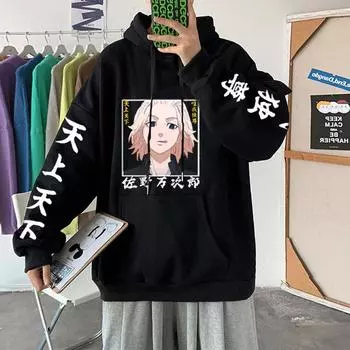 Аниме Tokyo Revengers Manjiro Sano MIKEY Графический принт с капюшоном для мужчин и женщин Manga Hoodies Удобная толстовка Harajuku Pullover XS чёрный