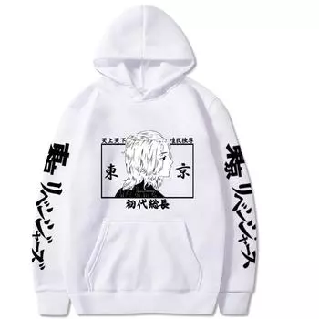 Аниме Tokyo Revengers MIKEY Manjiro Sano Графический принт с капюшоном для мужчин и женщин Большие толстовки с капюшоном Повседневный свитер Harajuku Толстовка XS чёрный