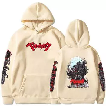 Аниме толстовка Berserk Мужчины Женщины толстовки Guts пуловеры свитшоты топы повседневный хип-хоп уличная одежда Overside Hooded Pullover XS хаки