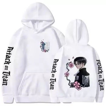 Аниме толстовки Атака титанов принтованные пуловеры толстовки с длинным рукавом свободная уличная одежда толстовки топы хип-хоп косплей одежда XS белый