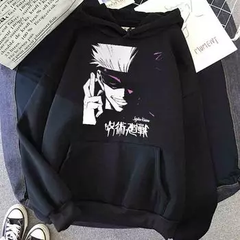 Аниме толстовки дзюдзюцу кайсен Мужская толстовка Harajuku унисекс модная повседневная толстовка мужская уличная одежда Yuji Itadori пальто с принтом XXXL чёрный