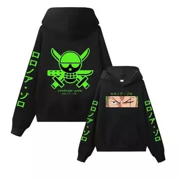 Аниме толстовки Roronoa Zoro толстовки для мужчин повседневный свободный свитер Harajuku теплая осень зима длинные рукава с капюшоном уличная одежда S