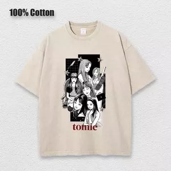 Аниме Томи Стираная футболка для мужчин Повседневная манга принт Топы Кислотная футболка Винтажная уличная одежда Летняя унисекс одежда Y2k S
