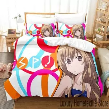 Аниме Toradora TIGER DRAGON Комплект постельного белья для мальчиков и девочек Twin Queen King Size Пододеяльник Наволочка Кровать для мальчиков Взрослый Домашний текстиль 70x133cm 2pcs