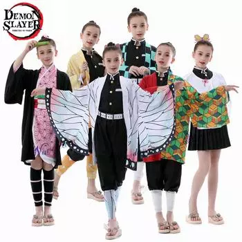 Аниме Убийца Демонов: Цуюри Канаво Камадо Незуко Косплей кимоно для девочек и мальчиков, костюм для ролевых игр, детский комплект 140cm
