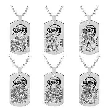 Аниме «Убийца демонов», ожерелье из нержавеющей стали с жетонами Танджиро Зеницу Гию Иноске, ювелирные изделия с цветным принтом для фанатов