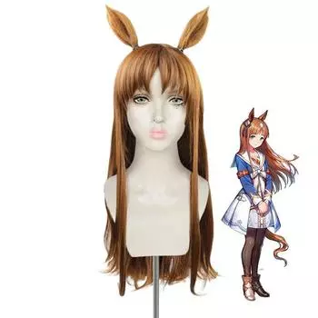 Аниме Uma Musume Pretty Derby Grass Wonder Косплей Парик 75 см Длинный Коричневый с Ушами Синтетические Волосы Вечеринка Хэллоуин Карнавал One Size коричневый