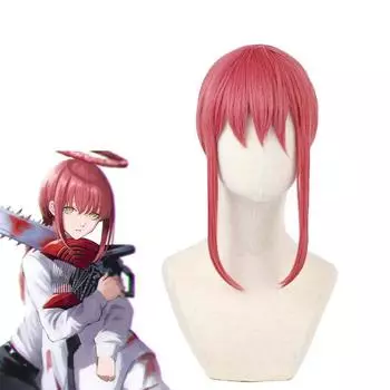 Аниме Универсальный Косплей Парик, Розово-Красный, Коса, Накладные Волосы для Лица