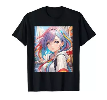 Аниме Вайфу Принт Девушка, Манга, Эстетика, Мило, Японский, Футболка чёрный