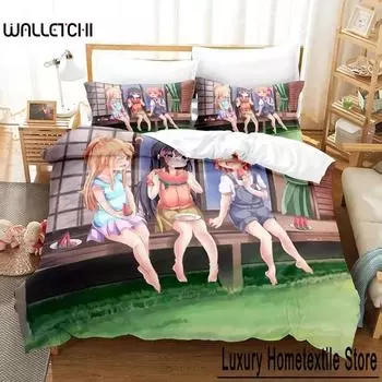Аниме Вататен! Комплект постельного белья «Ангел слетел ко мне» Односпальная кровать Твин Полная двуспальная кровать размера «king-size» Комплект постельного белья для взрослых и детей Спальня Пододеяльники 70x133cm 2pcs
