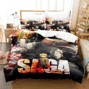 Anime Vinland Saga Bedding Set Duvet Cover Bed Set Quilt Cover Pillowcase Comforter king Queen Size Boys Adult Bedding Set EU Single 135x200cm
