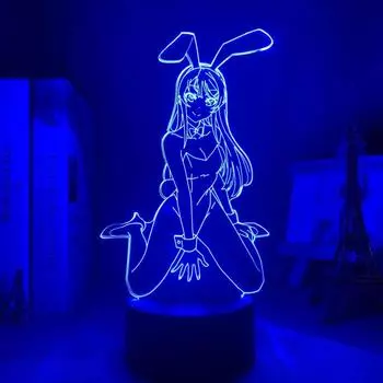 Аниме Waifu Mai Sakurajima Led Night Light для декора спальни Mai Light Gift для друга Sakurajima Bunny Girl Led Lamp Anime Gift BlackBaseTouch