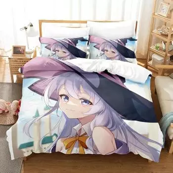 Аниме Wandering Witch Journey Of Elaina Комплект постельного белья для мальчиков и девочек Twin Queen Size Пододеяльник Наволочка Кровать для детей и взрослых 70x133cm 2pcs