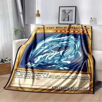 Аниме Yu Gi Oh Card Throw Blanket Blue Eyes White Dragon Аниме Мультфильм Мягкое Плюшевое Одеяло Покрывало Для Спальни Домашний Декор Коралина 30x40in