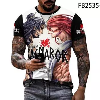 Аниме «Запись Рагнарока», футболки, мужские футболки с 3D принтом и круглым вырезом, с коротким рукавом, повседневная летняя футболка, топы, футболка большого размера, свободная качественная одежда XS белый