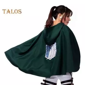 Аниме зеленый плащ с капюшоном на пуговицах одинарный двухслойный толстый фэнтезийный халат для косплея уличная фотография повседневная одежда XXL Single Layer