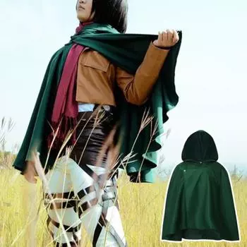 Аниме зеленый плащ с капюшоном на пуговицах одинарный двухслойный толстый фэнтезийный халат для косплея уличная фотография повседневная одежда XXL Single Layer
