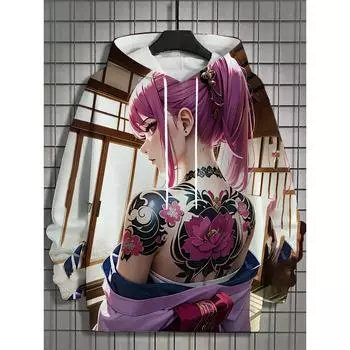 Аниме Женские Мужские Модные Толстовки С Печатным Рисунком Осень и Зима Дизайнерские Толстовки С Капюшоном Повседневные Толстовки L
