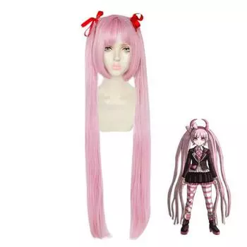 Аниме женский длинный парик косплей Danganronpa Utsugi Kotoko костюм Dangan Ronpa Another Episode термостойкие волосы ( Без головного убора ) One Size розовый