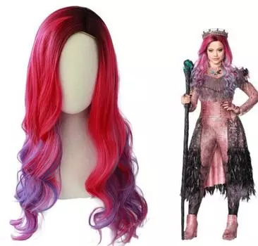 Аниме женский парик потомки 3 парик Одри смешанные цвета синтетические волосы косплей костюм парики для детей и взрослых One Size красный