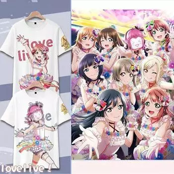 Аниме Живая любовь! Nijigasaki High School Idol Club 3d футболка Мужские Женские футболки O-образный вырез с коротким рукавом Милая футболка Унисекс Одежда S