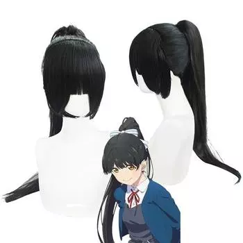 Аниме Живая любовь!Супер звезда!! Hazuki Ren Косплей Парик Черный прямой парик с хвостиком Термостойкие синтетические волосы One Size чёрный
