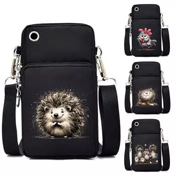 Аниме Злой ежик Графический Мини Мобильный Телефон Сумка Женская Смешная Мультяшная Сумочка Ежик Любитель Кошелек Унисекс Маленькие Сумки Через Плечо