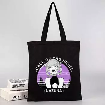 Аниме «Зов ночи», Назуна Нанакуса, большая сумка для девочек, сумка для покупок в супермаркете, многоразовая холщовая сумка, женская большая сумка 24*26cm