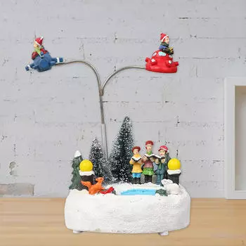 Анимированная музыкальная снежная деревня с подсветкой. Идеальное дополнение к рождественским украшениям для дома. Santa and Deer