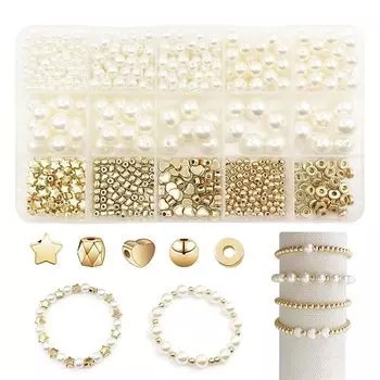 aninako Жемчужные бусины Аксессуары для рукоделия Бусины для рукоделия Маленькие блестящие перфорированные бусины Материалы для самостоятельного изготовления Детали для браслетов своими руками Браслет ручной работы