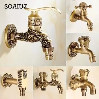 Anituqe бронзовый кран для стиральной машины, декоративный уличный кран, винтажный садовый кран, настенная швабра, латунь WF 1