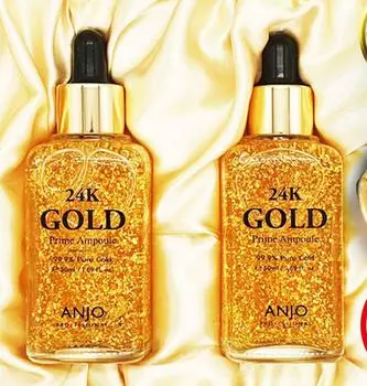 ANJO Professional 24K Gold Prime Ampoule 99,9% Pure Gold 50 мл 1+1 набор, увлажняющий, KBeauty, корейская косметика, пробник