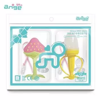 Anjou 3D клубничный прорезыватель + золотая сеточка для сока банана + сменный блок для сока 2 шт + зажим 2 шт + чехол 2 шт, корейские детские товары