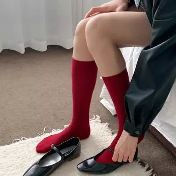 Анкара Красные двойные носки для теленка Модные женские гольфы с вертикальной полоской, придающие форму ногам average size темно-синий