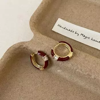 Ankela Красный Бамбук Цирконий Серьги Пряжка Женские Ретро Ниша Легкие Роскошные Элегантные Модные Темпераментные Универсальные Серьги