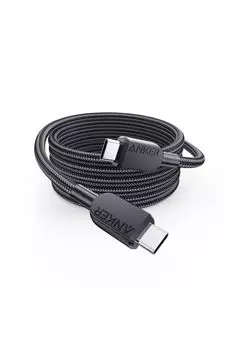 Anker Cable Durability Black 240W Совместимость с Galaxy iPad MacBook USB-C и USB-C (Высокий нейлон) 1,8 м Про/Воздух Про/Воздух
