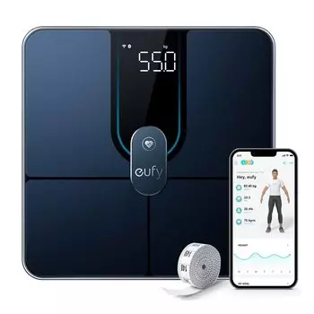 Anker Eufy Smart Scale P2 Pro Состав тела жир метаболизм жир жир мышцы Черный (Измеритель веса) [Совместимость с приложением/Сотрудничество с Fitbit/Тело