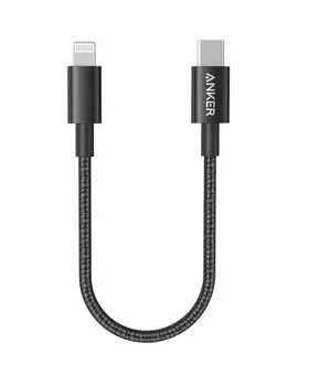 Anker Heavy Duty Nylon Lightning Cable MFi Certified USB PD Compatible Compatible with iPhone 14 13 12 SE USB-C & / / / (3rd Generation) (0.3m Black)