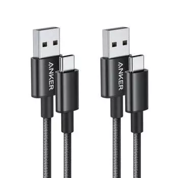 Anker Heavy Duty Nylon USB-C & USB-A 2.0 Cable [Set of 2 / Double-braided Highly Durable Nylon Material] Compatible with Galaxy S10 / S10+ / S9 / S9+