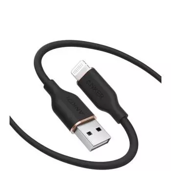 Anker Lightning Cable (Flow) 0.9m Black Tangle-free Cable Made of Silicone Compatible with iPhone 14 / 13 / 12, iPad Air / mini / Pro, iPod nano, AirP