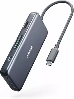 Anker PD Media Hub 85 Вт Зарядный порт Подача питания Порт HDMI PowerExpand+ 7-в-1 USB-C Сквозной порт USB-C USB-A