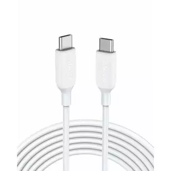 Anker PoweLine III USB-C & USB-C 2.0 Cable (3.0m White) Ultra Durable 60W PD Compatible with iPhone 15 / MacBook Pro/Air iPad Pro Galaxy etc.