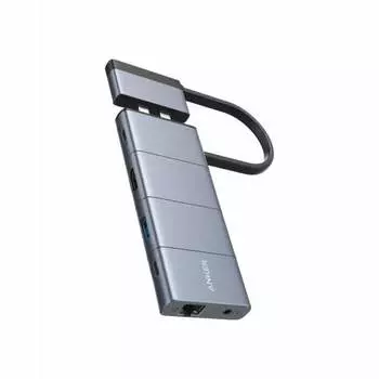 Anker PowerExpand 9-в-2 USB-C медиа-концентратор 4K HDMI порт 100 Вт PD совместимый USB-C порт Многофункциональный USB-C порт USB-A порт 1 Гбит/с Ethernet 3,5 мм аудио