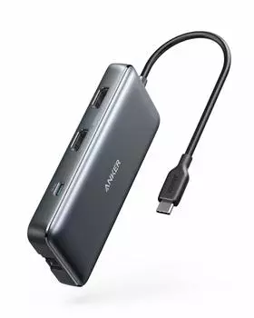 Anker PowerExpand PD Media Speed Data HDMI MicroSD Card Reader Совместимость с Подключением Мобильных Устройств 8-в-1 USB-C Hub/Высокая Передача Данных/Зарядка серый