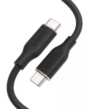 Anker PowerLine III Flow Cable Anker Cable 100W с кабельным ремешком Совместим с USB PD Силиконовый материал Совместим с iPhone 16 15 Galaxy iPad Pro