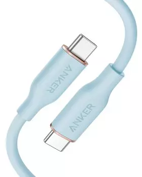 Anker PowerLine III Flow Cable Anker Cable PD совместимый силиконовый материал 100 Вт совместим с iPhone 16 15 Galaxy iPad Pro Ice USB-C и USB-C