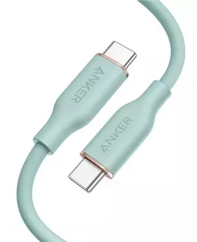 Anker PowerLine III Flow Cable Anker Cable USB PD Compatible Silicone Material 100W Compatible with iPhone 16 Galaxy iPad MacBook Mint USB-C & USB-C