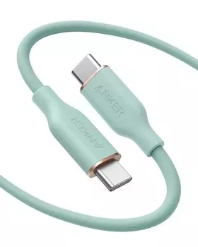 Anker PowerLine III Flow Cable Anker Cable USB PD совместимый силиконовый материал 100 Вт совместим с iPhone 16 15 Galaxy iPad MacBook Mint USB-C и мятный зеленый